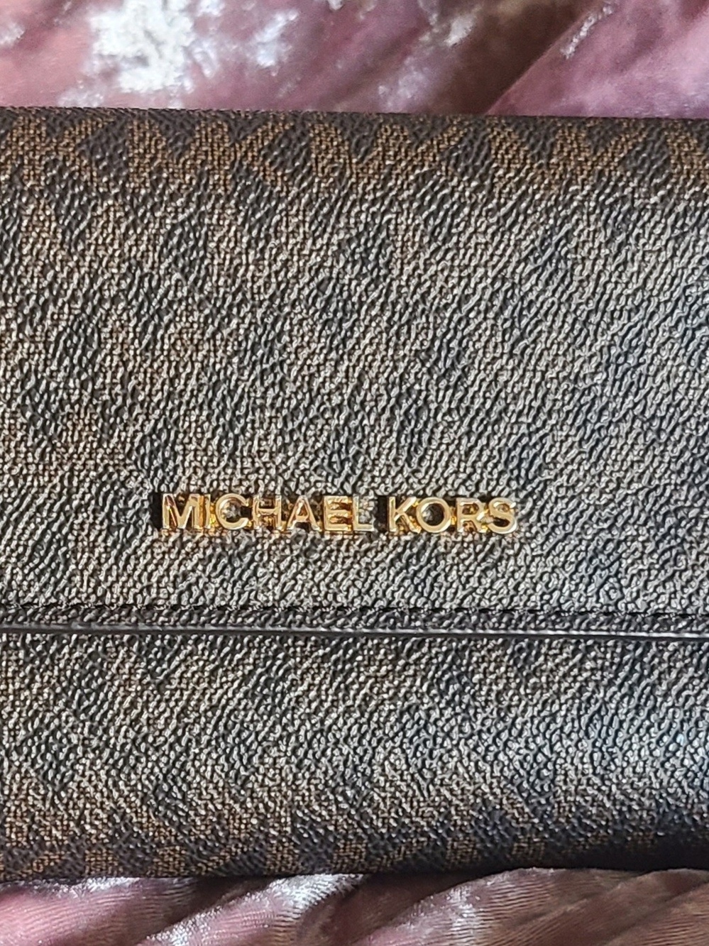 Michael Kors Signature Brown Wallet with Gold Logo
